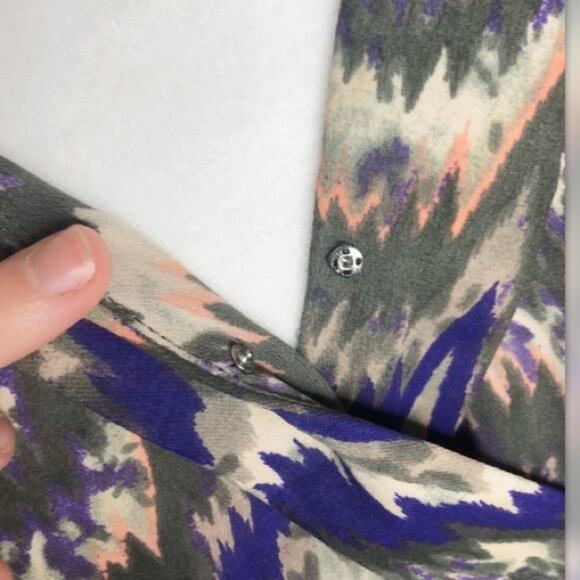 Parker green and purple printed faux wrap top - Picture 5 of 6